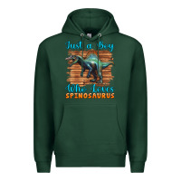 Sports Green just a boy who loves baby spinosaurus Premium Hoodie - Artiststas