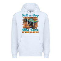 White just a boy who loves baby spinosaurus Premium Hoodie - Artiststas