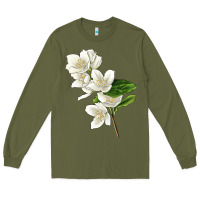Army Green Mock Oranges Illustrations Long Sleeve Tee - LillyAllenDesigns