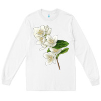 White Mock Oranges Illustrations Long Sleeve Tee - LillyAllenDesigns