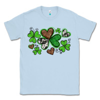 Dusty Blue western st patricks day shamrocks and hearts Classic Tee - Artiststas