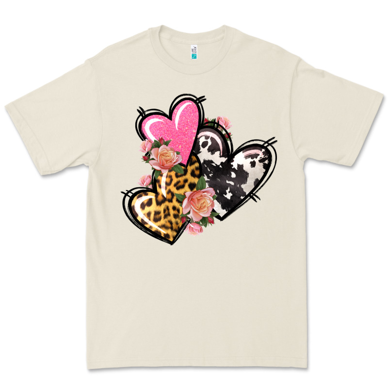 Pink Glitter Leopard Cowhide Hearts Valentine's Premium Tee by FaDigitalArtStudio | Teevron