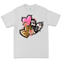 Dove Grey Pink glitter leopard cowhide hearts Valentine's Premium Tee - FaDigitalArtStudio