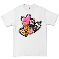 White Pink glitter leopard cowhide hearts Valentine's Premium Tee - FaDigitalArtStudio