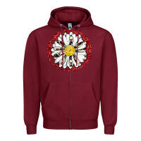 Burgundy daisy Zipper Hoodie - JahusDesignShop