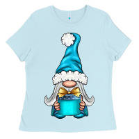 Baby Blue winter gnome with gift Ladies Tee - BundleAndBundleShop