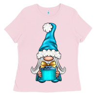 Bubblegum Pink winter gnome with gift Ladies Tee - BundleAndBundleShop