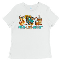 White Peace Love Whiskey Ladies Tee - BundleAndBundleShop
