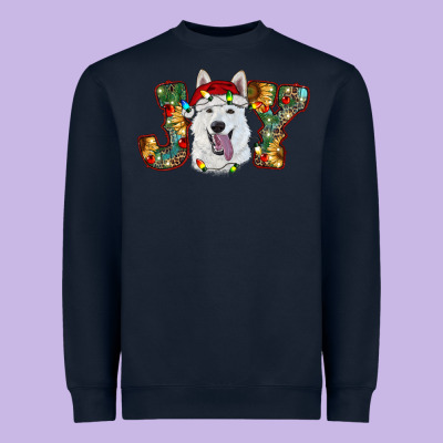 White Shepherd Christmas Joy Heavyweight Sweatshirt Designed By Ranaportraitstore