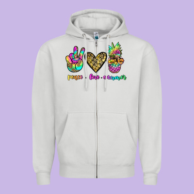Peace Love Summer Zipper Hoodie Designed By Jahusdesignshop