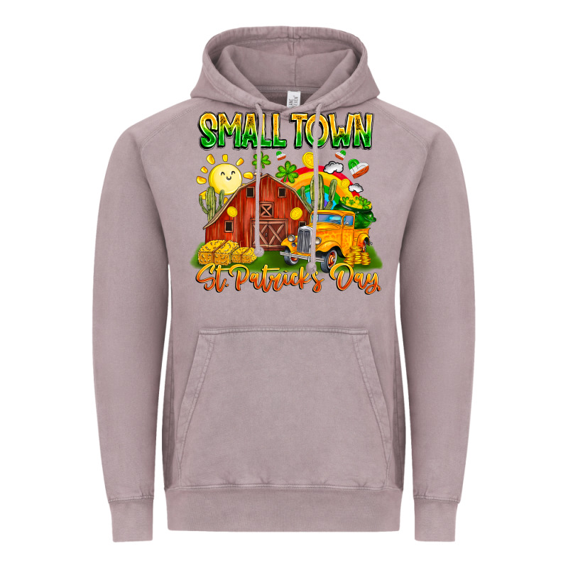 Small Town St Patrick's Day Vintage Hoodie by CowhideDigitalArt | Teevron