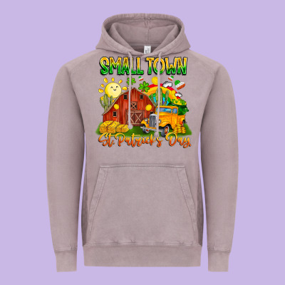 Small Town St Patrick's Day Vintage Hoodie Designed By Cowhidedigitalart
