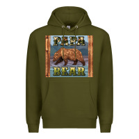 Army Green papar bear Premium Hoodie - Artiststas