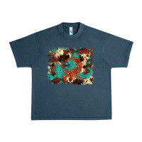 Midnight Navy aztec turquoise glitter cowhide  tooled leather ba Urban Heavy Tee - FaDigitalArtStudio