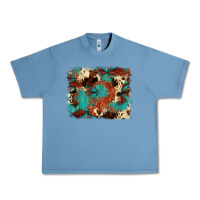 Pebble Blue aztec turquoise glitter cowhide  tooled leather ba Urban Heavy Tee - FaDigitalArtStudio