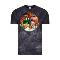 Cloud Black Merry Christmas Farm Animals Vintage Tee - FaDigitalArtStudio