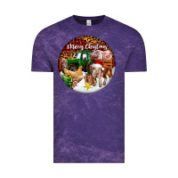 Cloud Purple Merry Christmas Farm Animals Vintage Tee - FaDigitalArtStudio