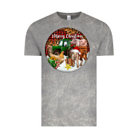 Cloud Rock Merry Christmas Farm Animals Vintage Tee - FaDigitalArtStudio