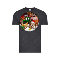 Vintage Black Merry Christmas Farm Animals Vintage Tee - FaDigitalArtStudio