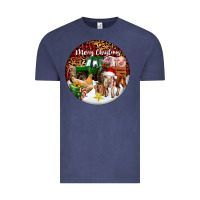 Vintage Denim Merry Christmas Farm Animals Vintage Tee - FaDigitalArtStudio