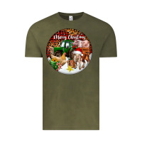 Vintage Olive Merry Christmas Farm Animals Vintage Tee - FaDigitalArtStudio