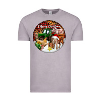 Vintage Zinc Merry Christmas Farm Animals Vintage Tee - FaDigitalArtStudio