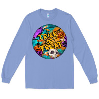 Colony Blue Trick Or Treat Hallowen Round Long Sleeve Tee - LillyAllenDesigns