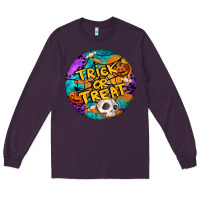Plum Trick Or Treat Hallowen Round Long Sleeve Tee - LillyAllenDesigns