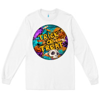 White Trick Or Treat Hallowen Round Long Sleeve Tee - LillyAllenDesigns