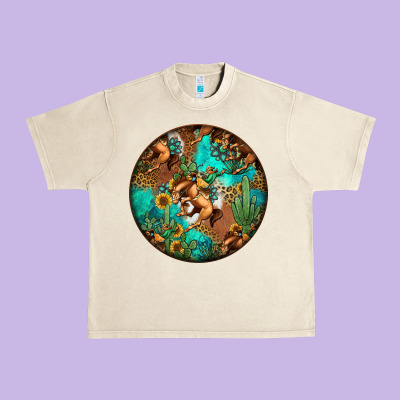 Western Pattern Circle Urban Heavy Tee Designed By Jasminsmagicworld