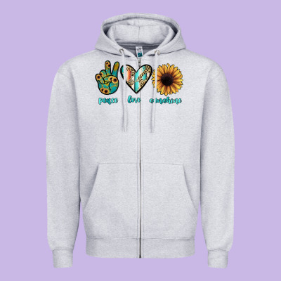 Peace Love Sunshine Zipper Hoodie Designed By Jahusdesignshop