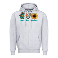 Heather Grey peace love sunshine Zipper Hoodie - JahusDesignShop