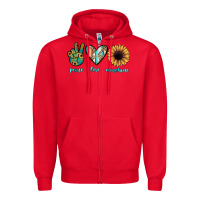 Red peace love sunshine Zipper Hoodie - JahusDesignShop