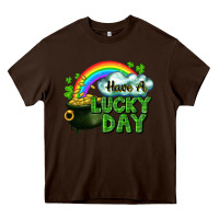 Chocolate Brown Have a lucky day Heavy Core Tee - CowGirlArtShop
