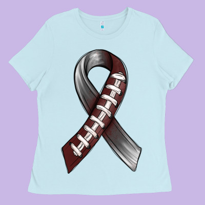 Gray Ribbon American Football Ladies Tee Designed By Bundleandbundleshop