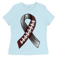 Baby Blue Gray Ribbon American Football Ladies Tee - BundleAndBundleShop
