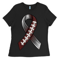Black Gray Ribbon American Football Ladies Tee - BundleAndBundleShop