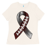 Bone Gray Ribbon American Football Ladies Tee - BundleAndBundleShop