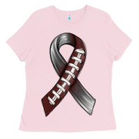 Bubblegum Pink Gray Ribbon American Football Ladies Tee - BundleAndBundleShop