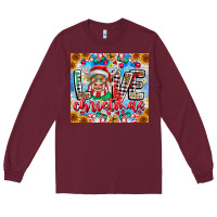 Burgundy Love Christmas highland cow Long Sleeve Tee - CowhideDigitalArt