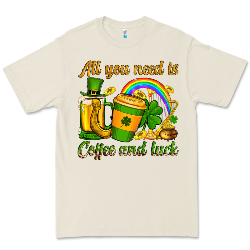 St. Patrick's All You Need Is Coffee And Luck Premium Tee by OliviaCreatesArt | Teevron