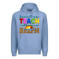 Colony Blue first we teach then we beach Premium Hoodie - Artiststas