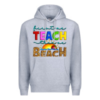 Heather Grey first we teach then we beach Premium Hoodie - Artiststas