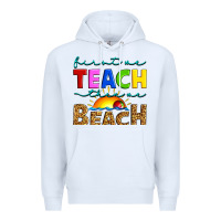 White first we teach then we beach Premium Hoodie - Artiststas