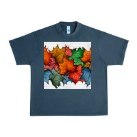 Midnight Navy autumn  leaves seamless pattern Urban Heavy Tee - BundleAndBundleShop