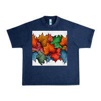 Navy autumn  leaves seamless pattern Urban Heavy Tee - BundleAndBundleShop
