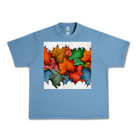 Pebble Blue autumn  leaves seamless pattern Urban Heavy Tee - BundleAndBundleShop