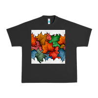 Pigment Black autumn  leaves seamless pattern Urban Heavy Tee - BundleAndBundleShop