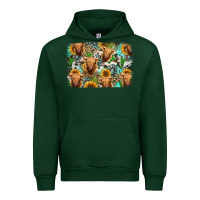 Forest Green highland cow western background Urban Hoodie - Jasminsmagicworld