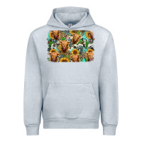 Heather Grey highland cow western background Urban Hoodie - Jasminsmagicworld